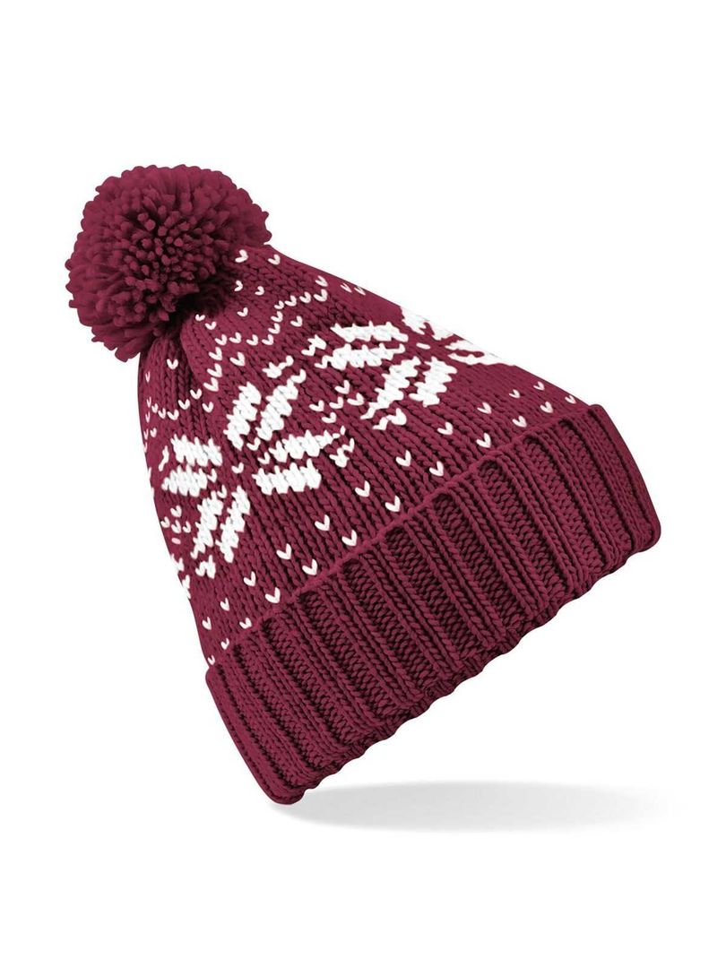 Fair Isle Snowstar Beanie pon pon