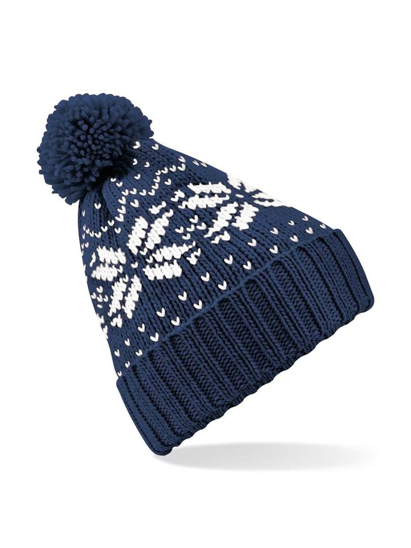 Fair Isle Snowstar Beanie pon pon