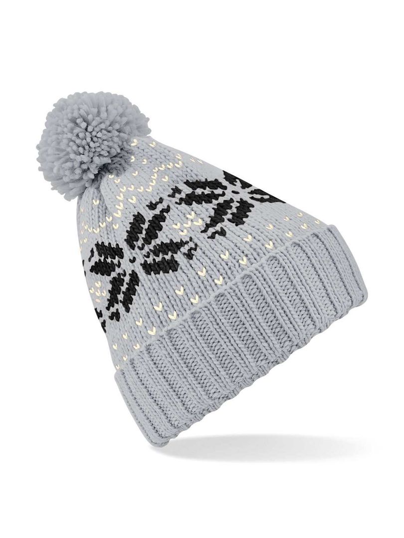 Fair Isle Snowstar Beanie pon pon