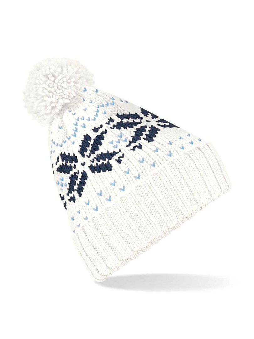 Fair Isle Snowstar Beanie pon pon