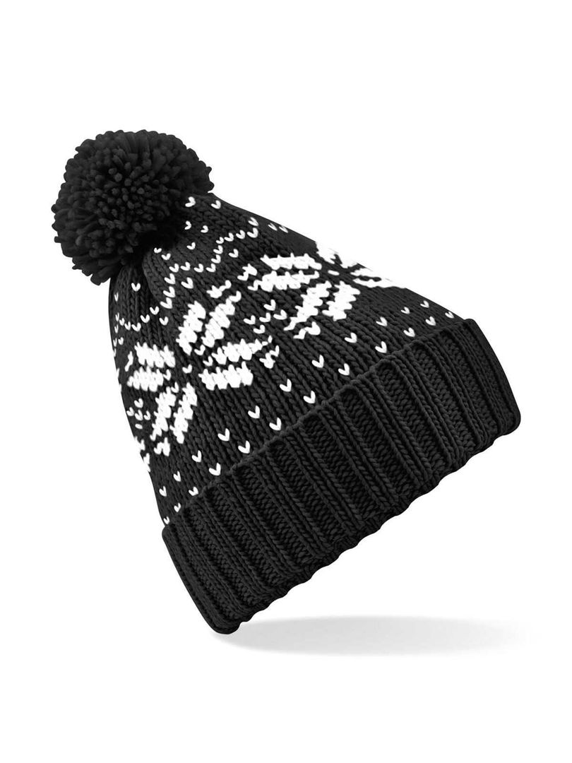 Fair Isle Snowstar Beanie pon pon