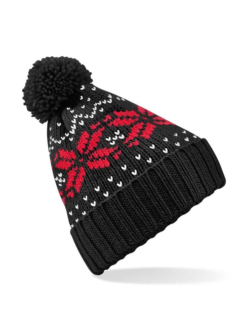 Fair Isle Snowstar Beanie pon pon